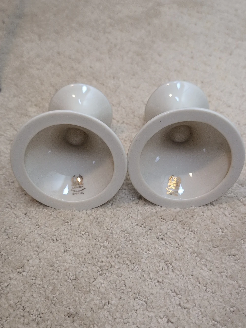 Elegant Lenox Cream Ceramic Candleholders with Gold Trim Special Vintage